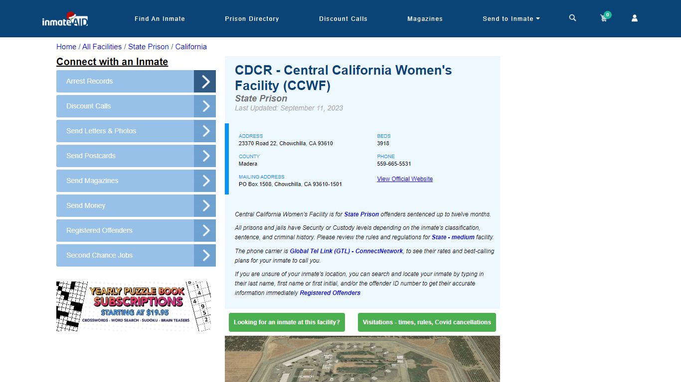 CDCR - Central California Women's Facility (CCWF) - InmateAid